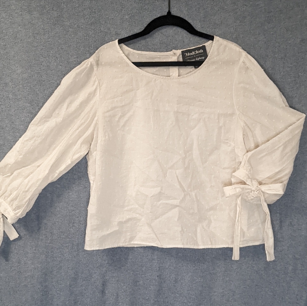 White Swiss Dot Cotton Blouse
